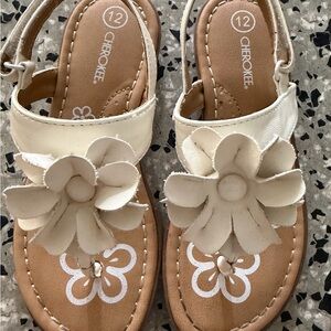 Cherokee Kids Sandals with Floral Design - White and Tan